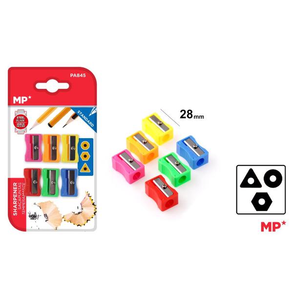 6 Pack Coloured Standard Sharpener