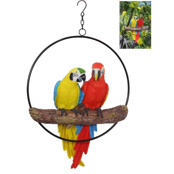 Twin Parrot Birds In Ring - 40cm
