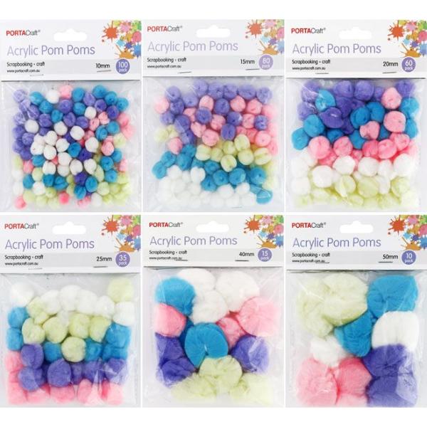 Acrylic Pastels Pom Poms