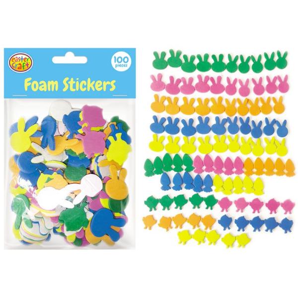 100 Pack Easter Foam Stickers