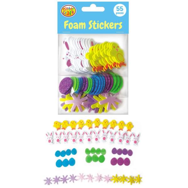 55 Pack Easter Foam Stickers