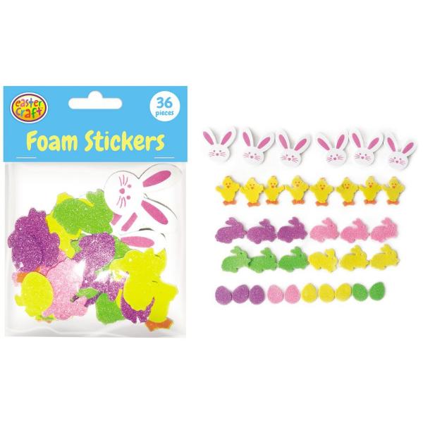 36 Pack Easter Foam Stickers