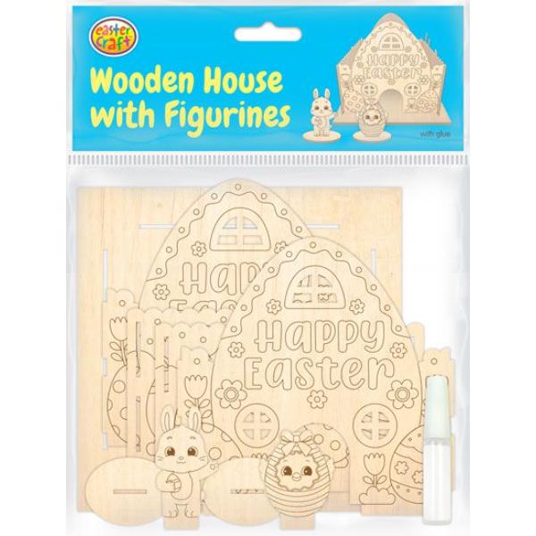 Easter Wooden House With Figurines