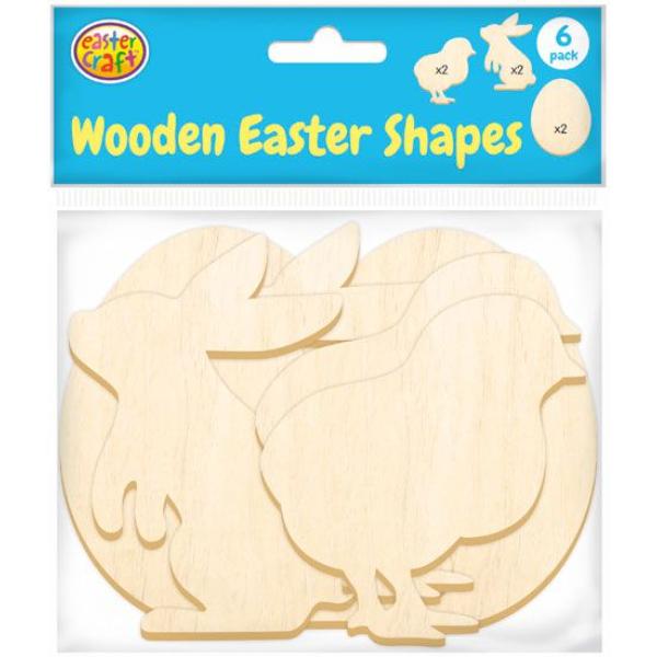 6 Pack Easter Wooden Easter Shapes