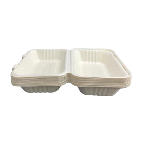 20 Pack Eco Friendly Zafpack Sugarcane Clamshell - 23cm x 15.8cm x 4.6cm