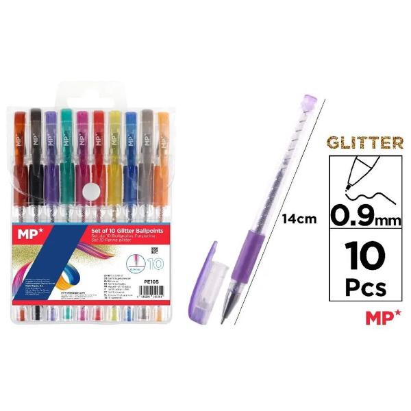 10 Pack Glitter Ballpoint Pens