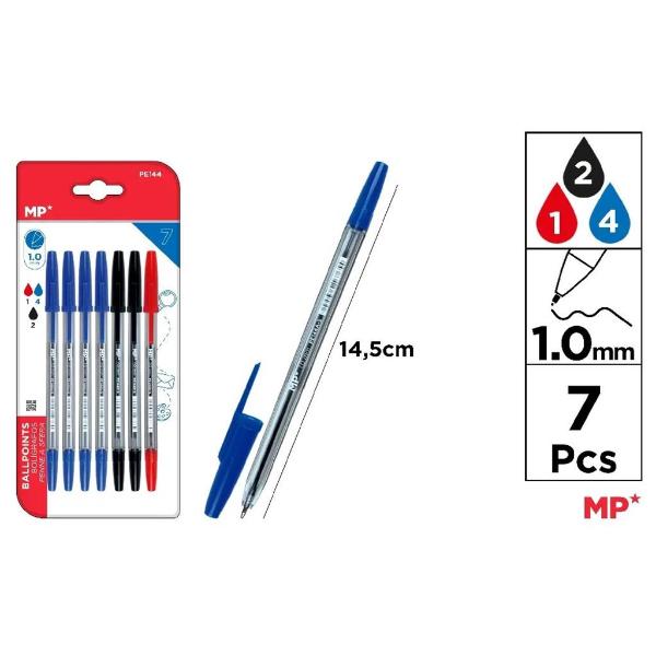 7 Pack Mixed Ballpoint Pens