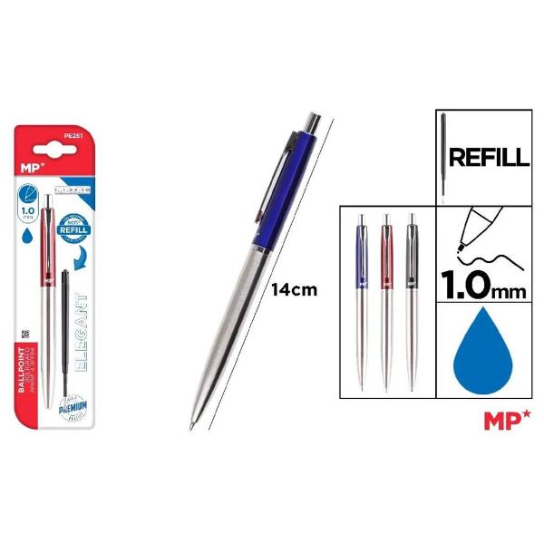 Blue Ink Metal Ballpoint Pen - 1.0mm