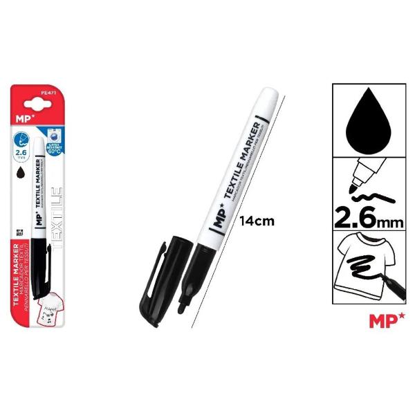 Black Bullet Tip Textile Marker