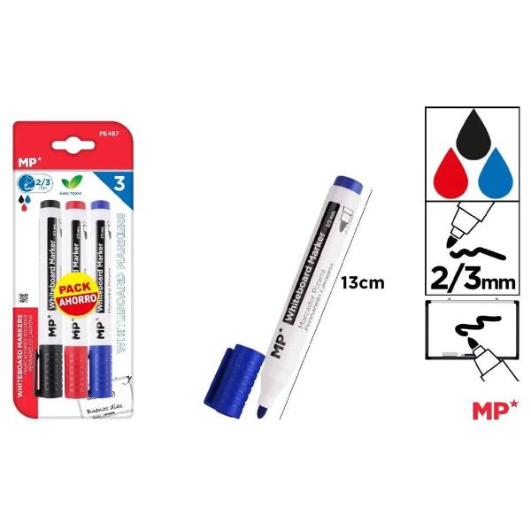 3 Pack Bullet Tip Whiteboard Marker