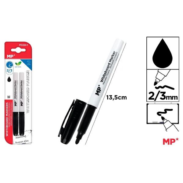2 Pack Black Bullet Tip Whiteboard Marker