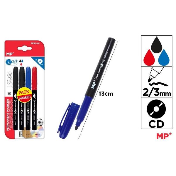 4 Piece Permenant Bullet Tip Marker