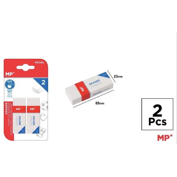 2 Piece White Pencil Erasers