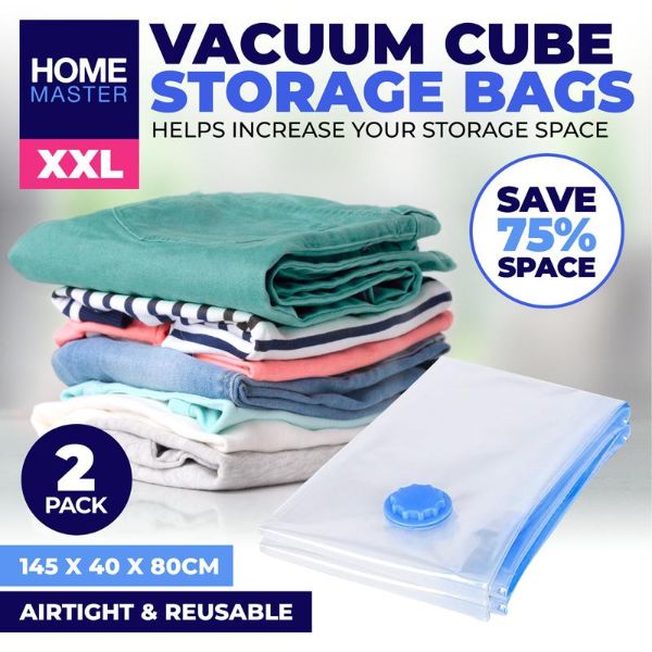 2 Pack Storage Vacuum Bags - 145cm x 40cm x 80cm