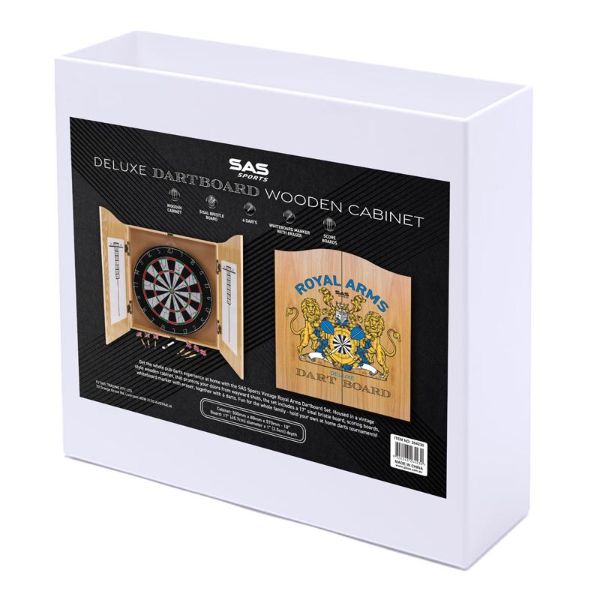 Deluxe Wooden Cabinet Dart Board Set