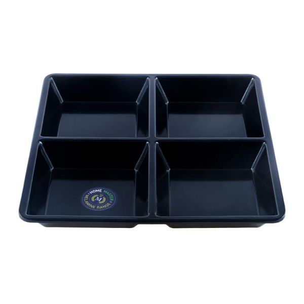 Melamine Black Square 4 Section Divider Platter Tray - 21cm x 2.5cm