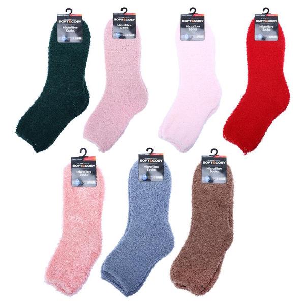 12 Pack Womens Plain Microfibre Socks