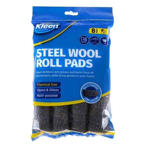 8 Pack Steel Wool Roll Pads
