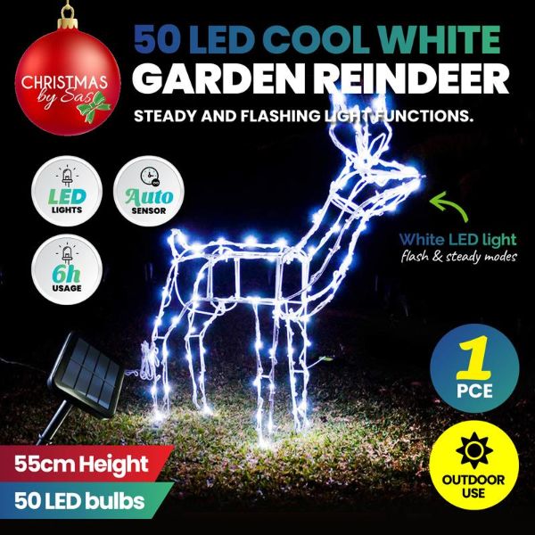 50 Led Cool White Garden Reindeer - 55cm