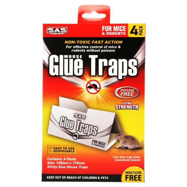 4 Pack White & Clear Mouse Glue Trap - 13.5cm x 17.5cm