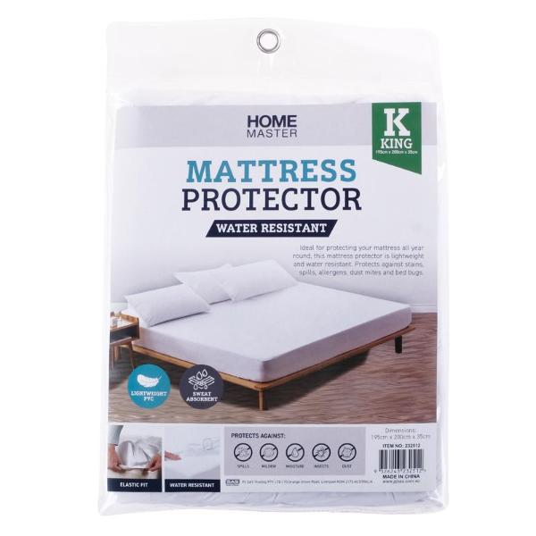 King Bed Water Resistant PVC Fitted With Elastic Mattress Protector - 195cm x 200cm x 30cm