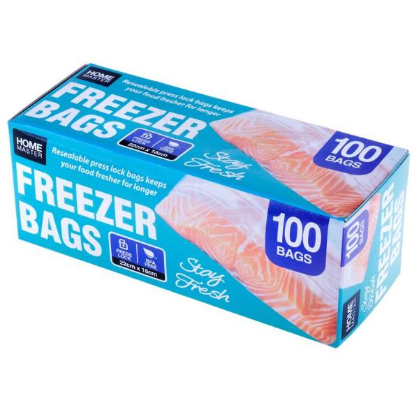 100 Pack Snap Lock Freezer Bag - 22cm x 18cm