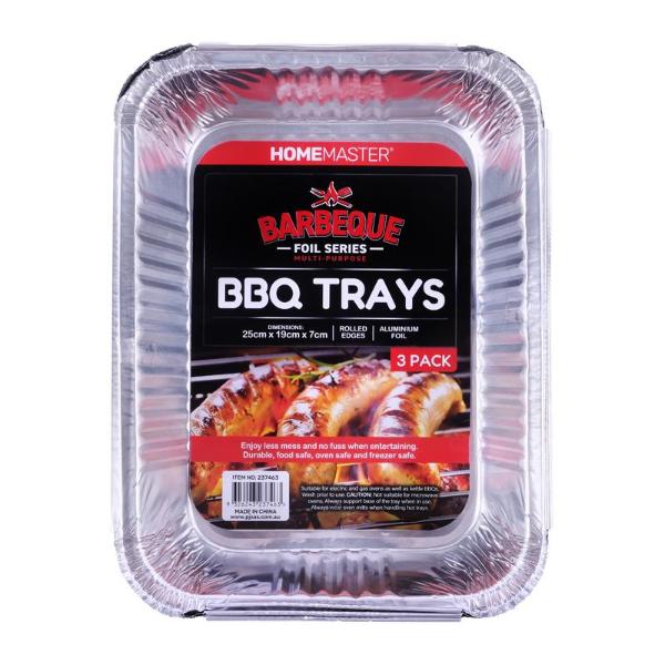 3 Pack Foil BBQ Tray - 26cm x 19cm x 6cm