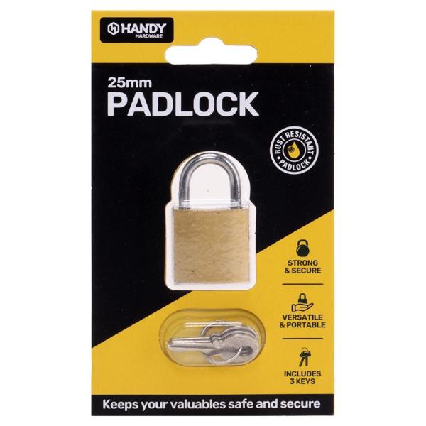 Padlock With 3 Keys - 2.5cm