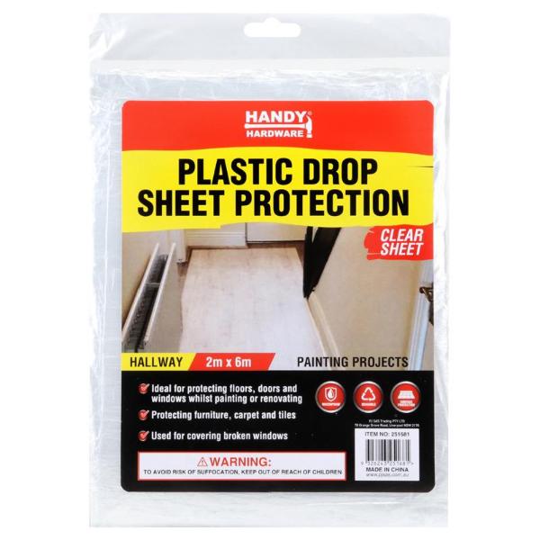 Clear Plastic Hallway Drop Protection Sheet - 200cm x 600cm