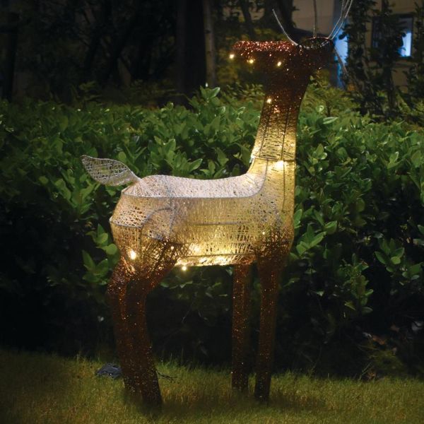 84 Glitter Warm White Led Solar Light Reindeer - 45cm x 120cm