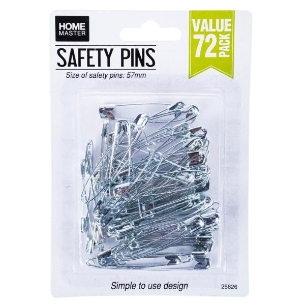 72 Pack Safety Pins - 5.7cm