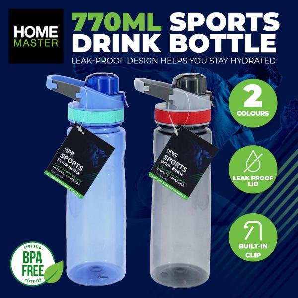 Sports Drink Bottle with Clipped Handle - 770ml - Grey & Blue