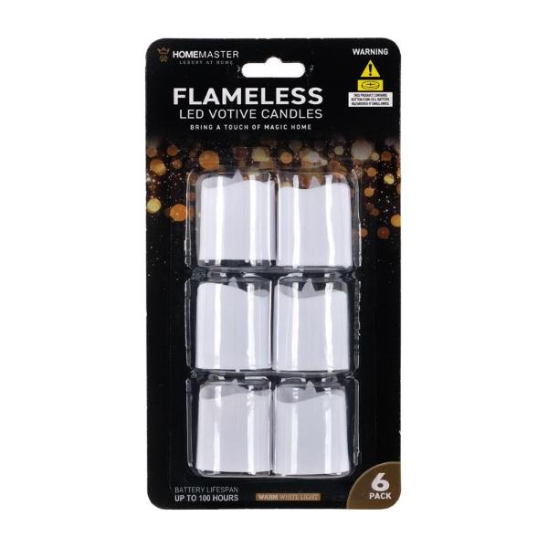 6 Pack Flameless Led Votive Candles - 4.8cm x 3.8cm