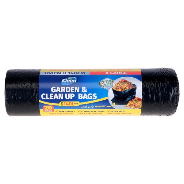 20 Black Bin Liner Garbage Bags - 140L