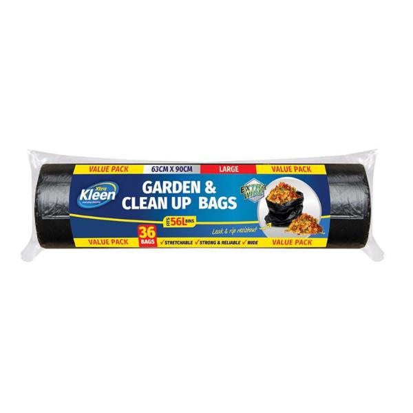 36 Pack Black Large Bin Liner Garbage Bag - 56L