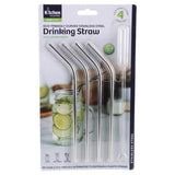 Load image into Gallery viewer, 5 Pack Reusable Stainless Steel Curved Head Straws With Cleaning Brush - 20.5cm x 0.6cm
