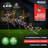 Load image into Gallery viewer, Multicolour Reindeer &amp; Sleigh Rope Light With Stands - 300cm
