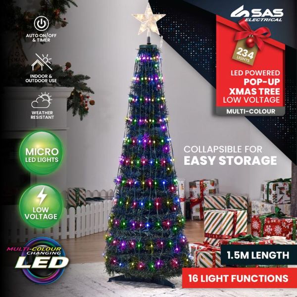 Multicolour Led Pop Up Christmas Tree - 150cm