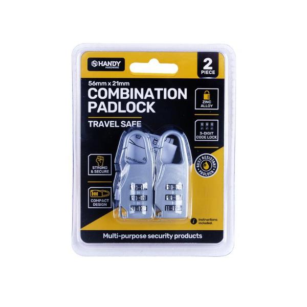 Padlock Base 2 Pack Grey 3 Digit Combination Padlock - 5.6cm x 2.1cm | The Base ...