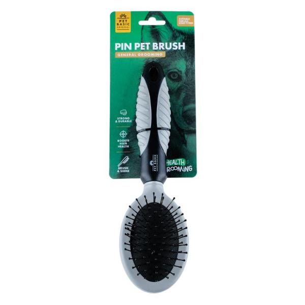Grey Pet Grooming Pin Brush - 21cm x 6cm