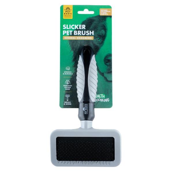 Grey Pet Grooming Slicker Brush - 18cm x 10cm