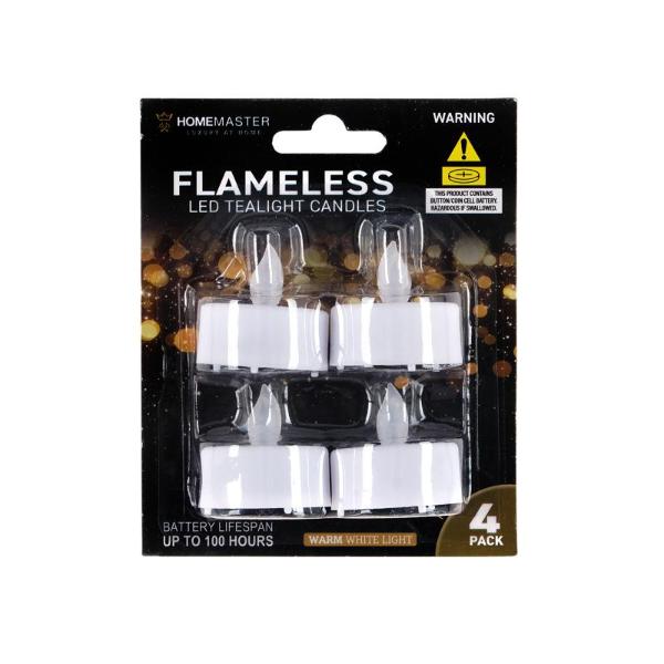 4 Pack Warm White Led Flameless Tealight Candles