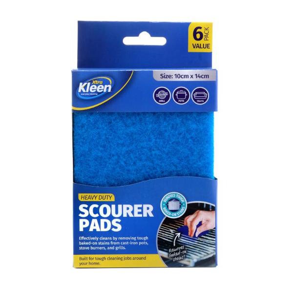 6 Pack Heavy Duty Scourers Value Pack - 14cm x 10cm x 0.5cm