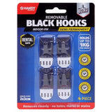 Load image into Gallery viewer, 4 Pack Black Plastic Removable Hooks - 3cm x 2cm
