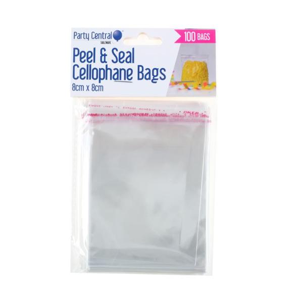 100 Pack Premium Peel & Seal Cellophane Bags - 8cm x 8cm