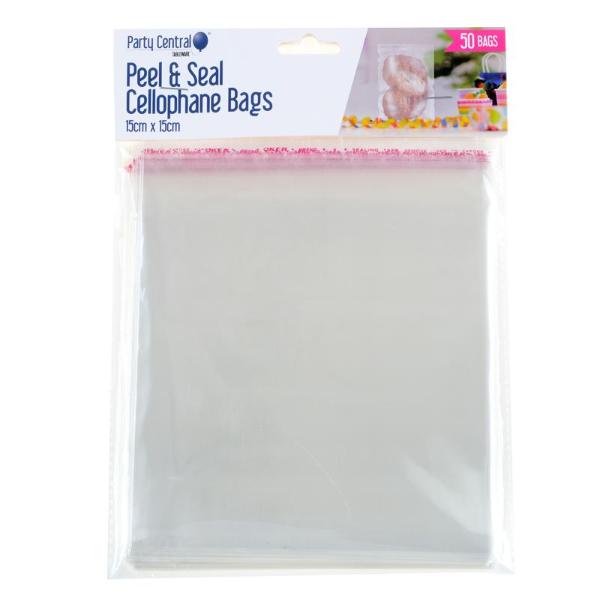 50 Pack Premium Peel & Seal Cellophane Bags - 15cm x 15cm