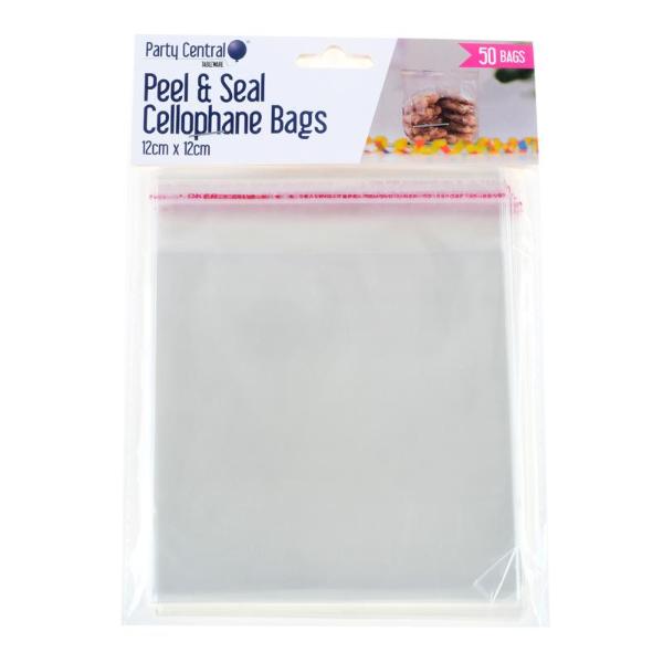 50 Pack Premium Peel & Seal Cellophane Bags - 12cm x 12cm