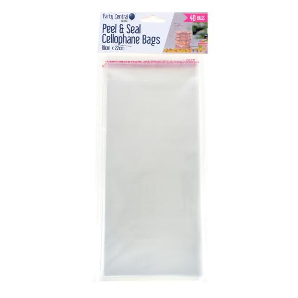 40 Pack Premium Peel & Seal Cellophane Bags - 10cm x 22cm