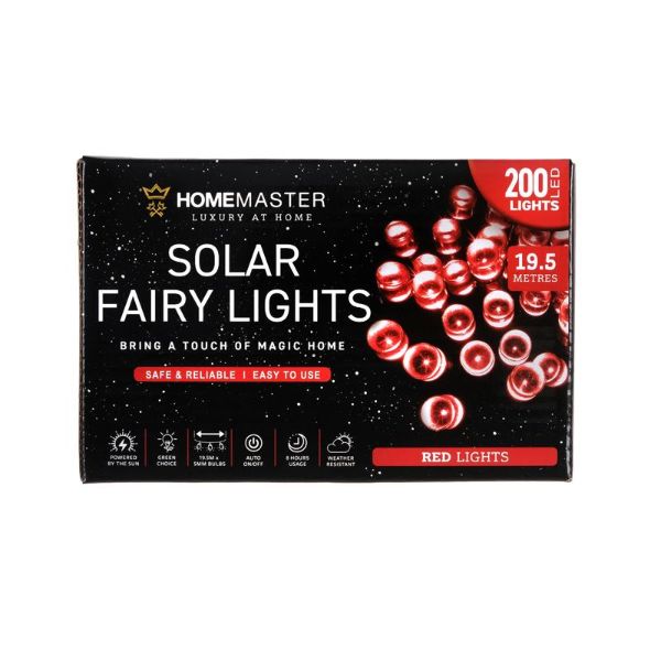Red Solar Fairy Lights - 19.5m