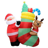 Load image into Gallery viewer, Low Voltage Inflatable Santa With Stocking &amp; Reindeer - 195cm x 86cm x 224cm
